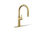KOHLER K-22972-2MB Crue Pull-Down Kitchen Sink Faucet With Three-Function Sprayhead - Vibrant Brushed Moderne Brass