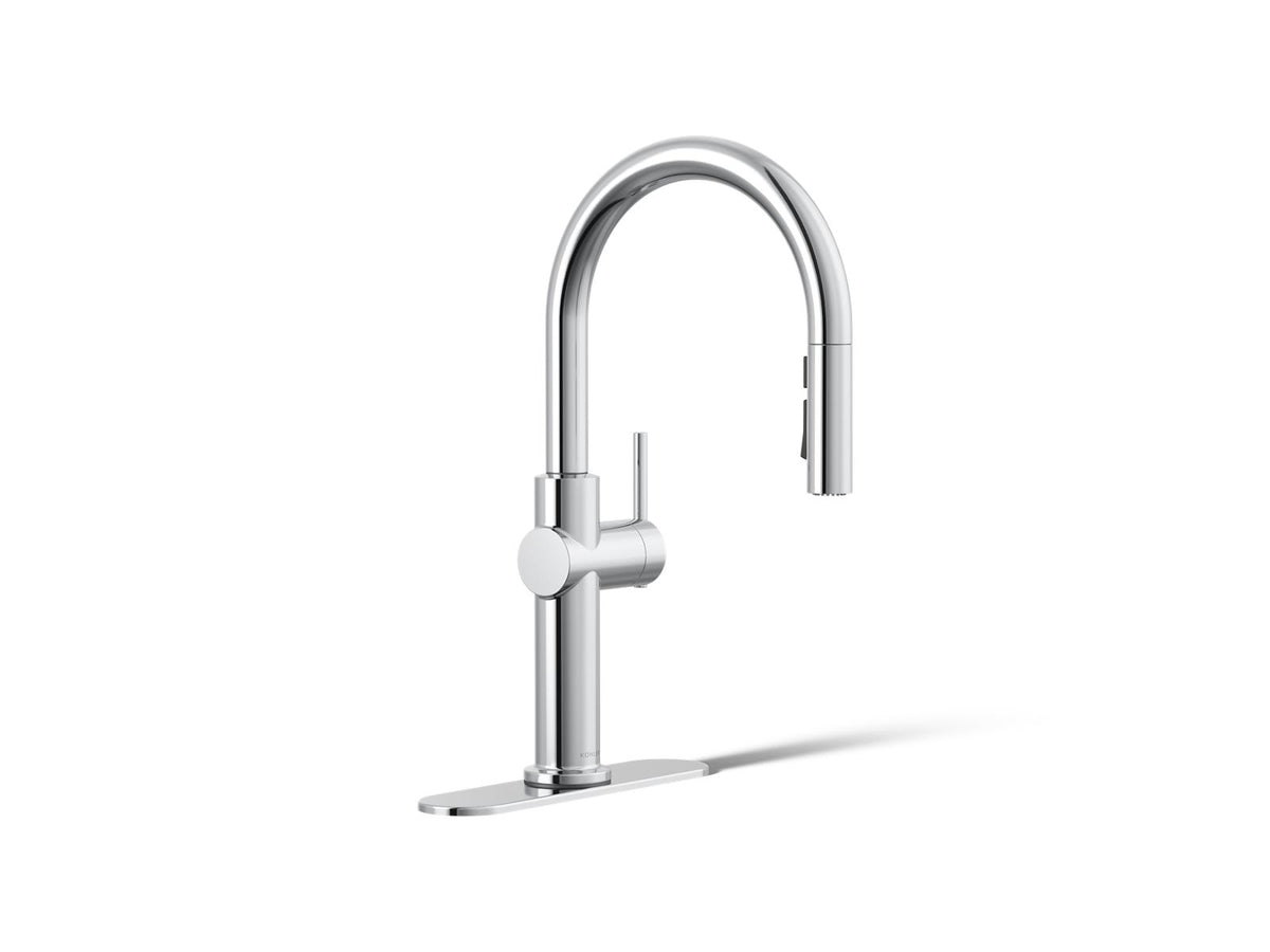 KOHLER K-22972-CP Crue Pull-Down Kitchen Sink Faucet With Three-Function Sprayhead - Polished Chrome