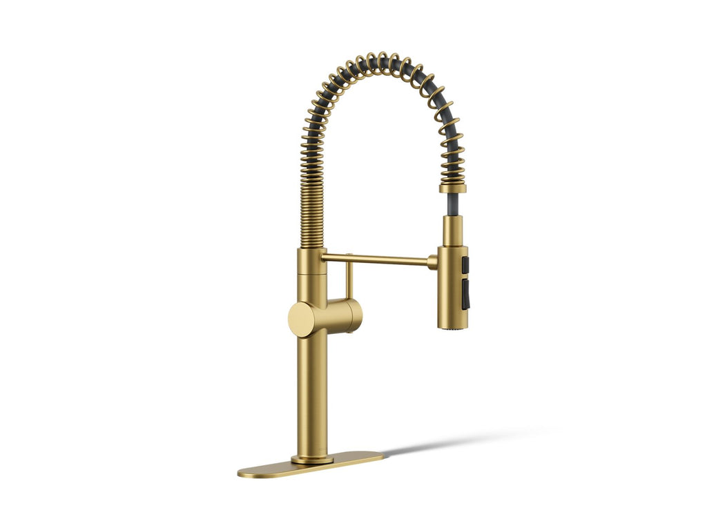 KOHLER K-22973-2MB Crue Semi-Professional Kitchen Sink Faucet With Three-Function Sprayhead - Vibrant Brushed Moderne Brass