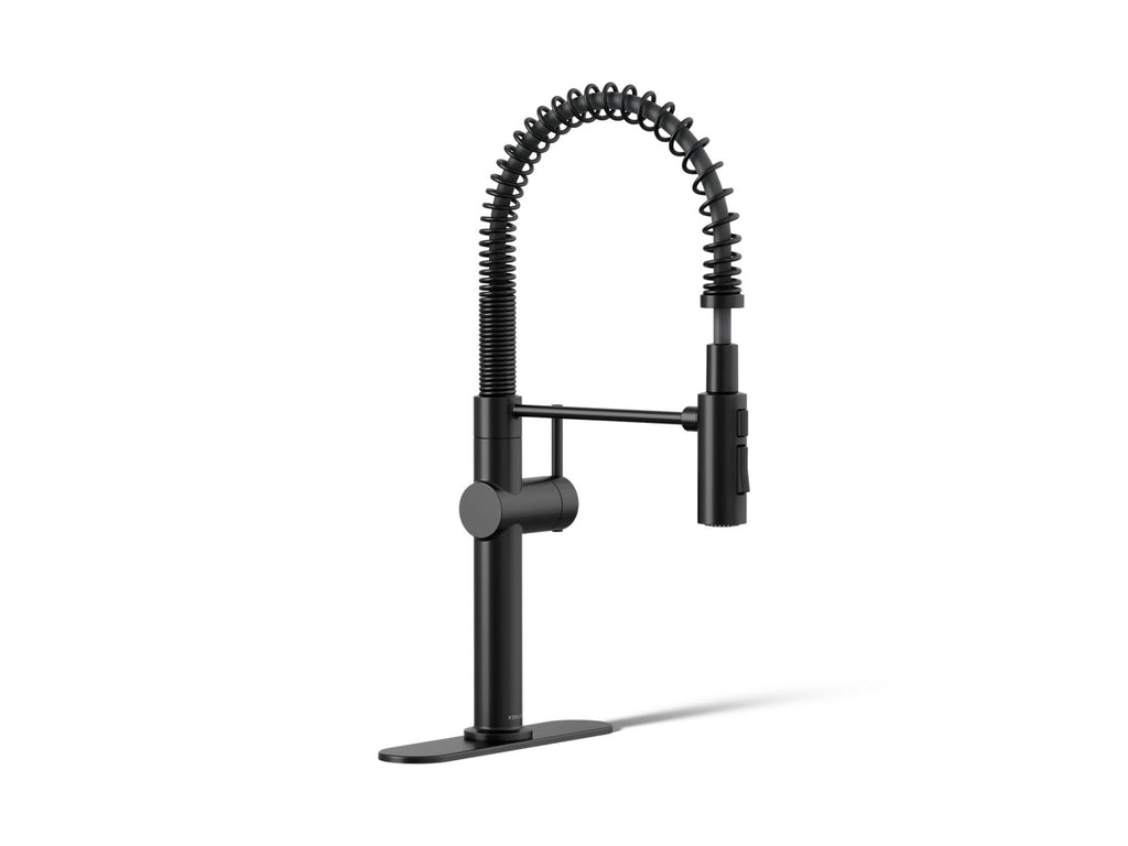 KOHLER K-22973-BL Crue Semi-Professional Kitchen Sink Faucet With Three-Function Sprayhead - Matte Black