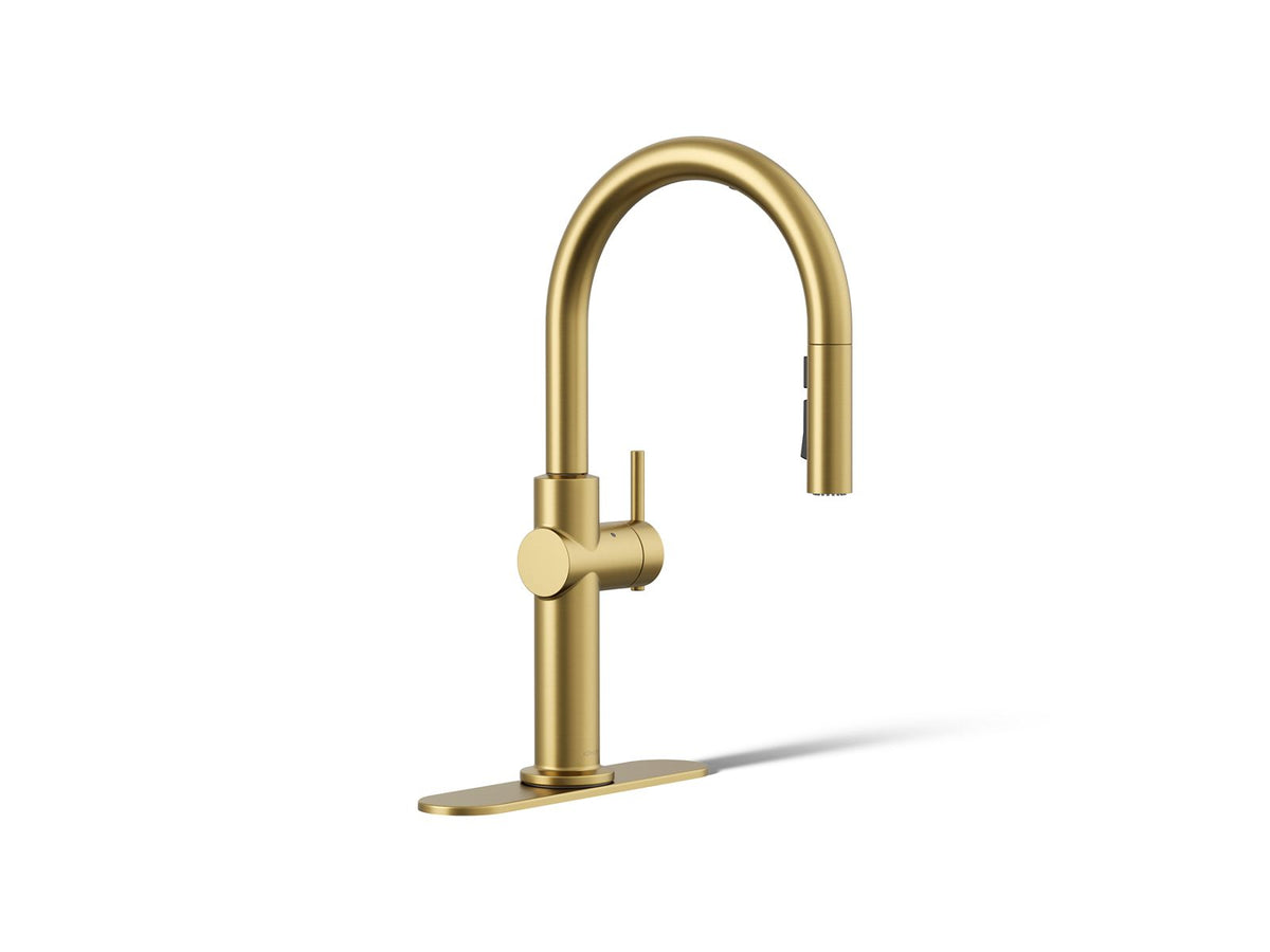 KOHLER K-22974-2MB Crue Touchless Pull-Down Kitchen Sink Faucet With Three-Function Sprayhead - Vibrant Brushed Moderne Brass