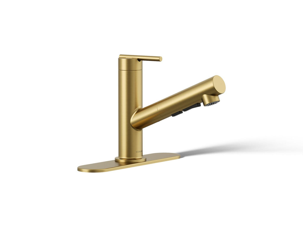 KOHLER K-22976-2MB Crue Pull-Out Kitchen Sink Faucet With Three-Function Sprayhead - Vibrant Brushed Moderne Brass
