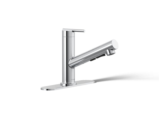 KOHLER K-22976-CP Crue Pull-out kitchen sink faucet with three-function sprayhead - Polished Chrome