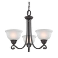 THOMAS 2303CH/10 Hamilton 3-Light Chandelier in Oil Rubbed Bronze with White Glass