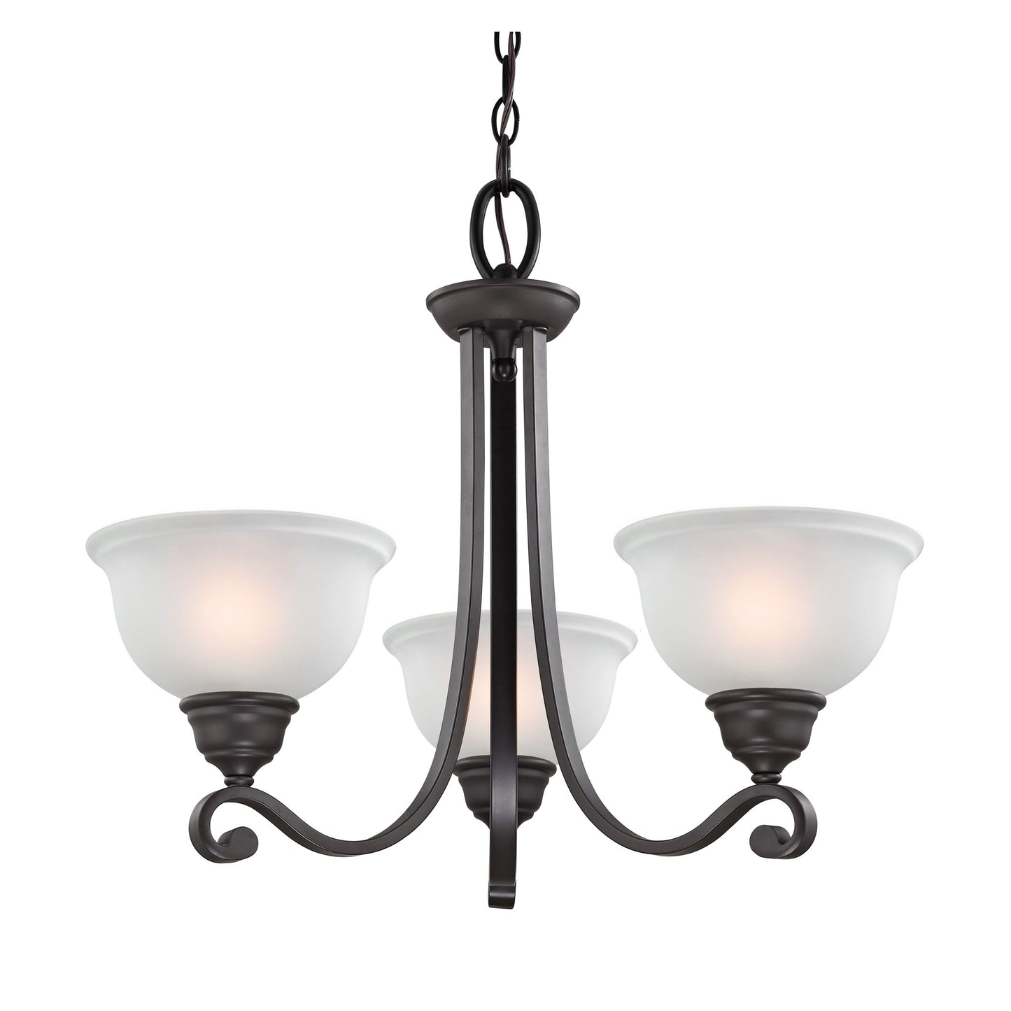 THOMAS 2303CH/10 Hamilton 3-Light Chandelier in Oil Rubbed Bronze with White Glass