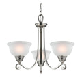 THOMAS 2303CH/20 Hamilton 3-Light Chandelier in Brushed Nickel with White Glass