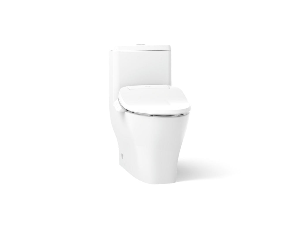 KOHLER K-23188-HC-0 Reach Hidden Cord One-Piece Compact Elongated Toilet With Skirted Trapway, Dual-Flush - White