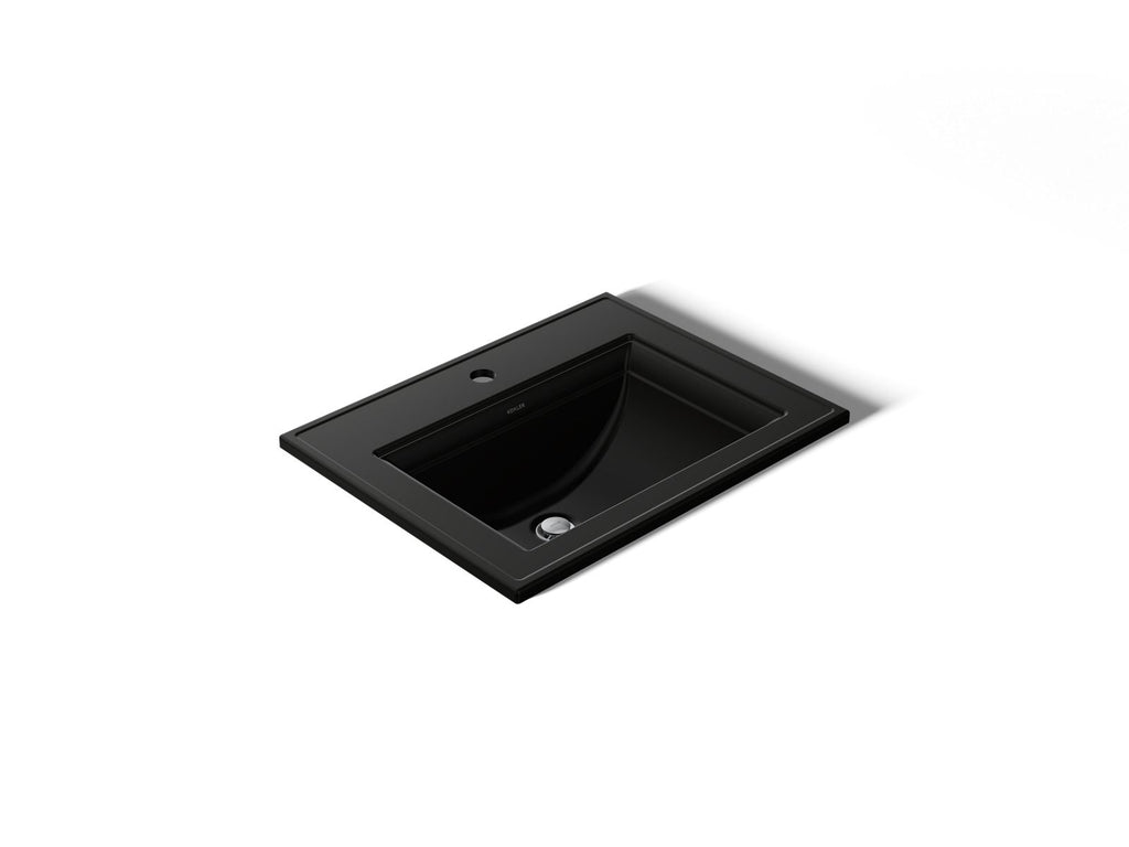 KOHLER K-2337-1-7 Memoirs Stately 22-3/4" Rectangular Drop-In Bathroom Sink - Black Black