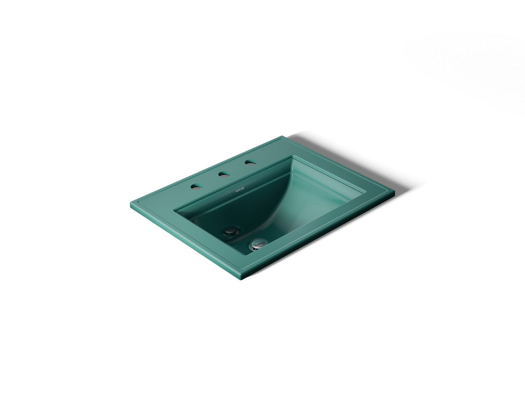 KOHLER K-2337-8-17 Memoirs Stately 22-3/4" Rectangular Drop-In Bathroom Sink - Teal