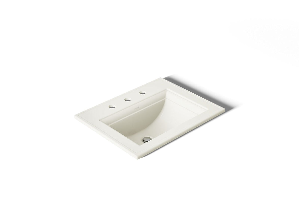 KOHLER K-2337-8-96 Memoirs Stately 22-3/4" Rectangular Drop-In Bathroom Sink - Biscuit