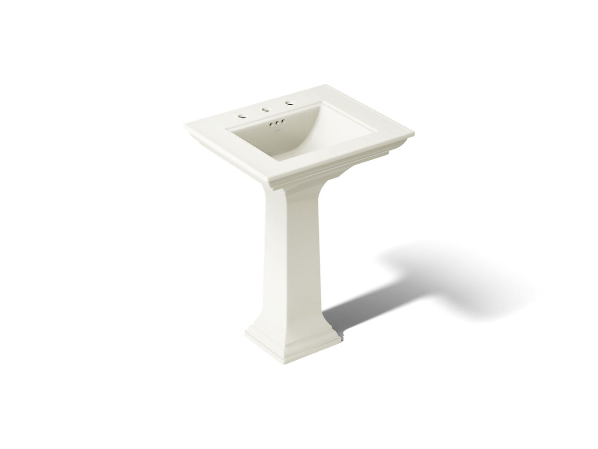 KOHLER K-2344-8-96 Memoirs Stately 25" Rectangular Pedestal Bathroom Sink - Biscuit