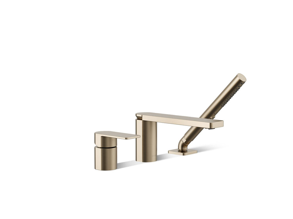KOHLER K-23488-4-BV Parallel Deck-Mount Bath Faucet With Handshower - Vibrant Brushed Bronze