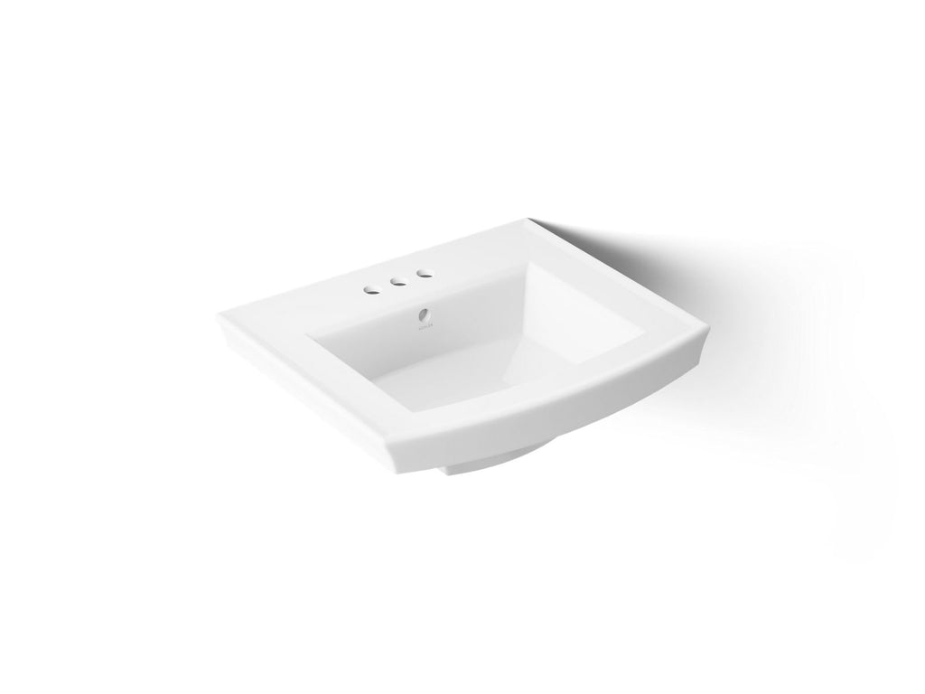 KOHLER K-2358-4-0 Archer 24" Rectangular Pedestal Bathroom Sink - White