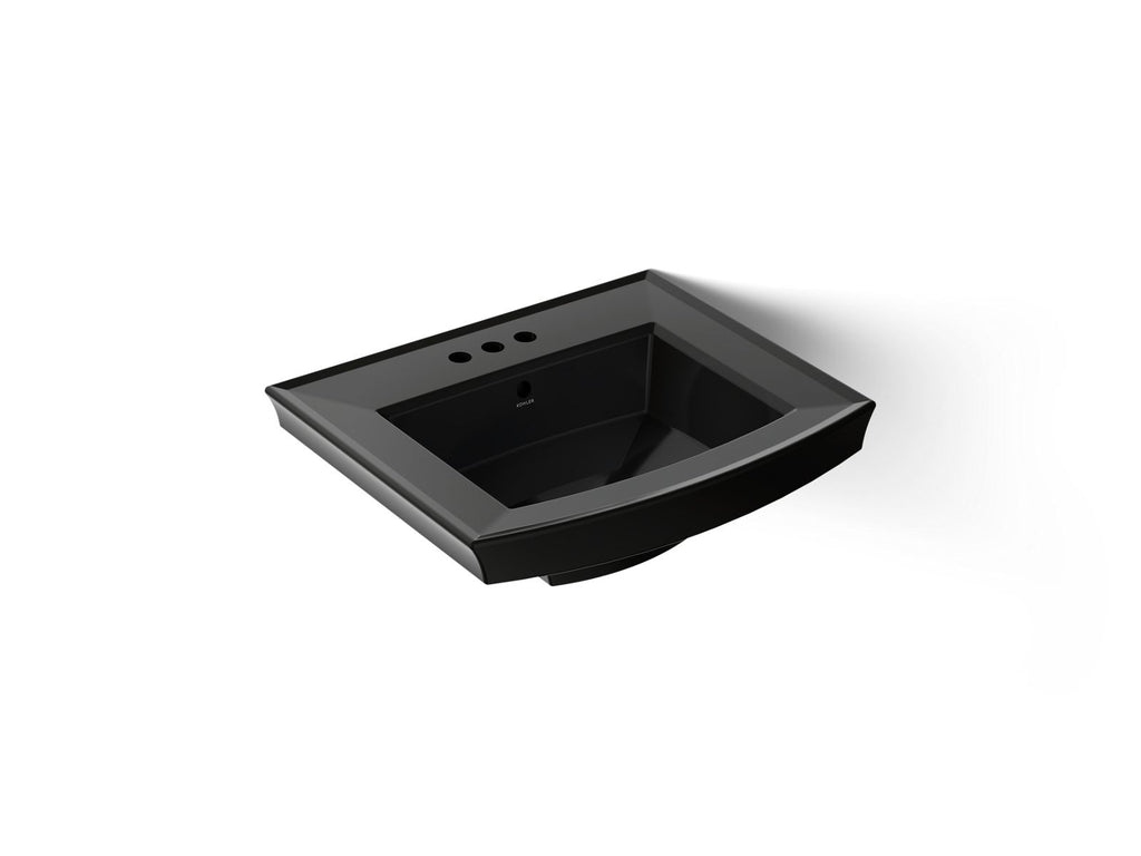 KOHLER K-2358-4-7 Archer 24" Rectangular Pedestal Bathroom Sink - Black Black