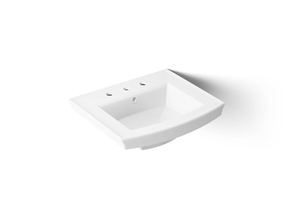 KOHLER K-2358-8-0 Archer 24" Rectangular Pedestal Bathroom Sink - White