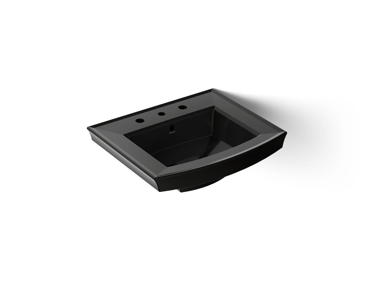 KOHLER K-2358-8-7 Archer 24" Rectangular Pedestal Bathroom Sink - Black Black
