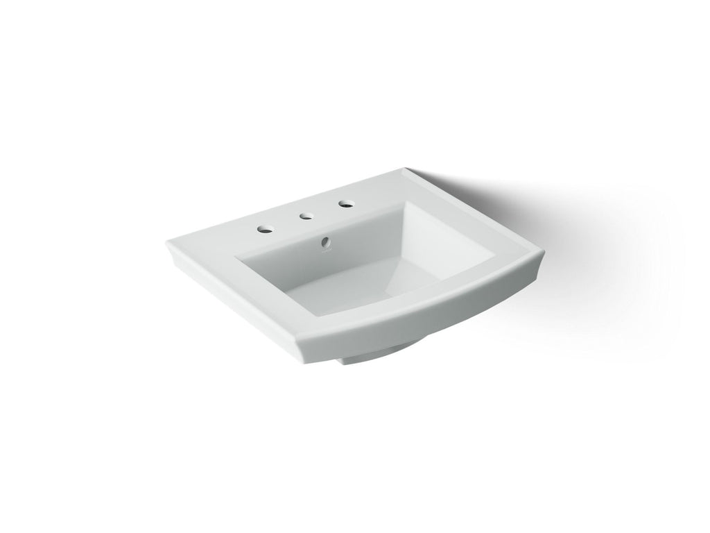 KOHLER K-2358-8-95 Archer 24" Rectangular Pedestal Bathroom Sink - Ice Grey