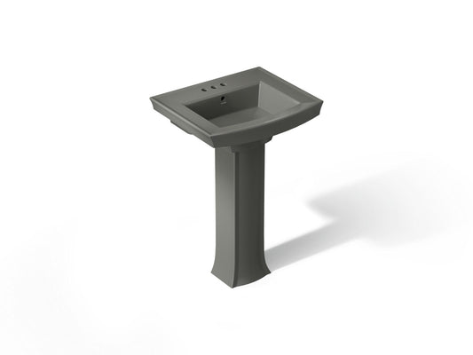 KOHLER K-2359-4-58 Archer 24" rectangular pedestal bathroom sink - Thunder Grey