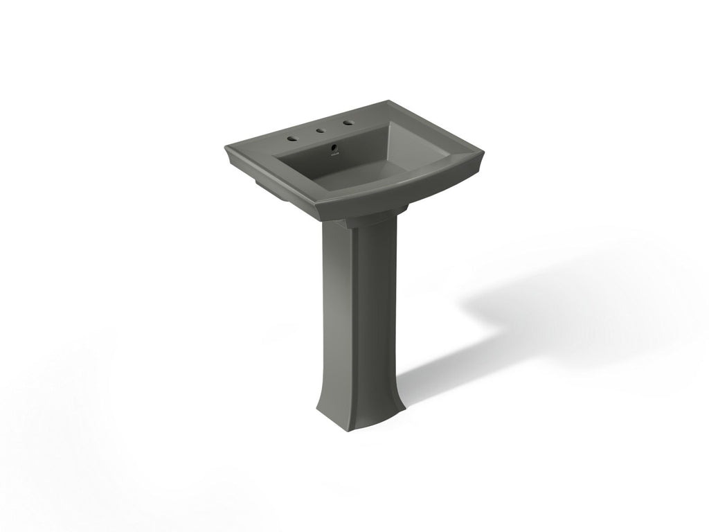 KOHLER K-2359-8-58 Archer 24" Rectangular Pedestal Bathroom Sink - Thunder Grey