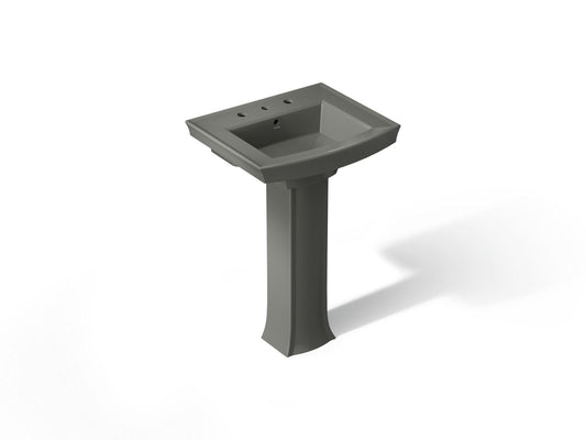 KOHLER K-2359-8-58 Archer 24" rectangular pedestal bathroom sink - Thunder Grey