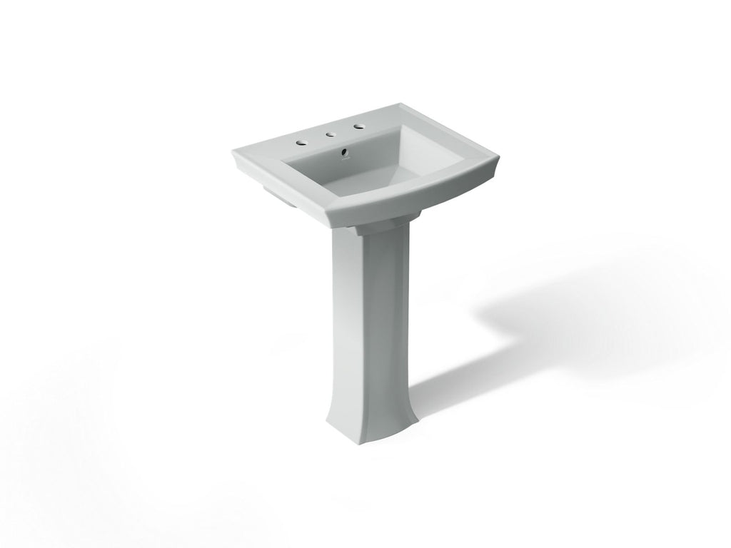 KOHLER K-2359-8-95 Archer 24" Rectangular Pedestal Bathroom Sink - Ice Grey
