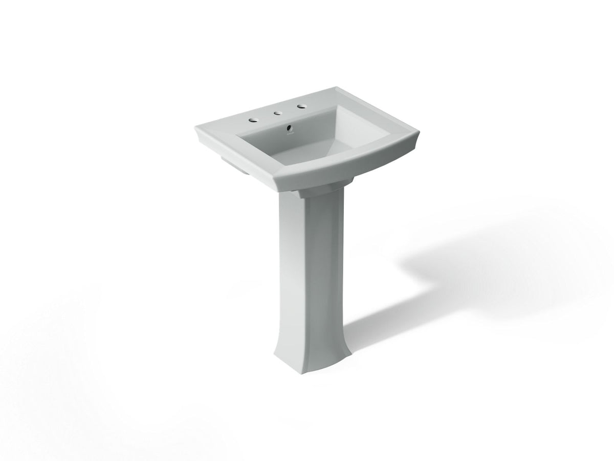 KOHLER K-2359-8-95 Archer 24" Rectangular Pedestal Bathroom Sink - Ice Grey