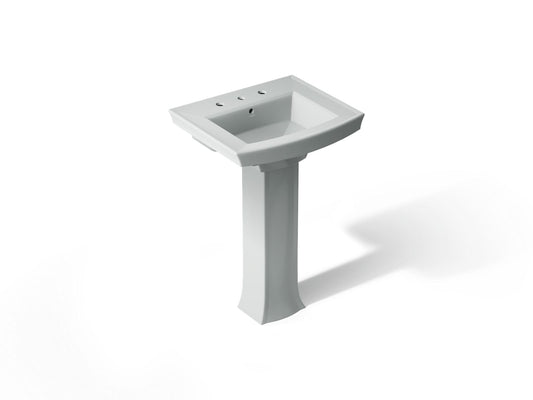 KOHLER K-2359-8-95 Archer 24" rectangular pedestal bathroom sink - Ice Grey