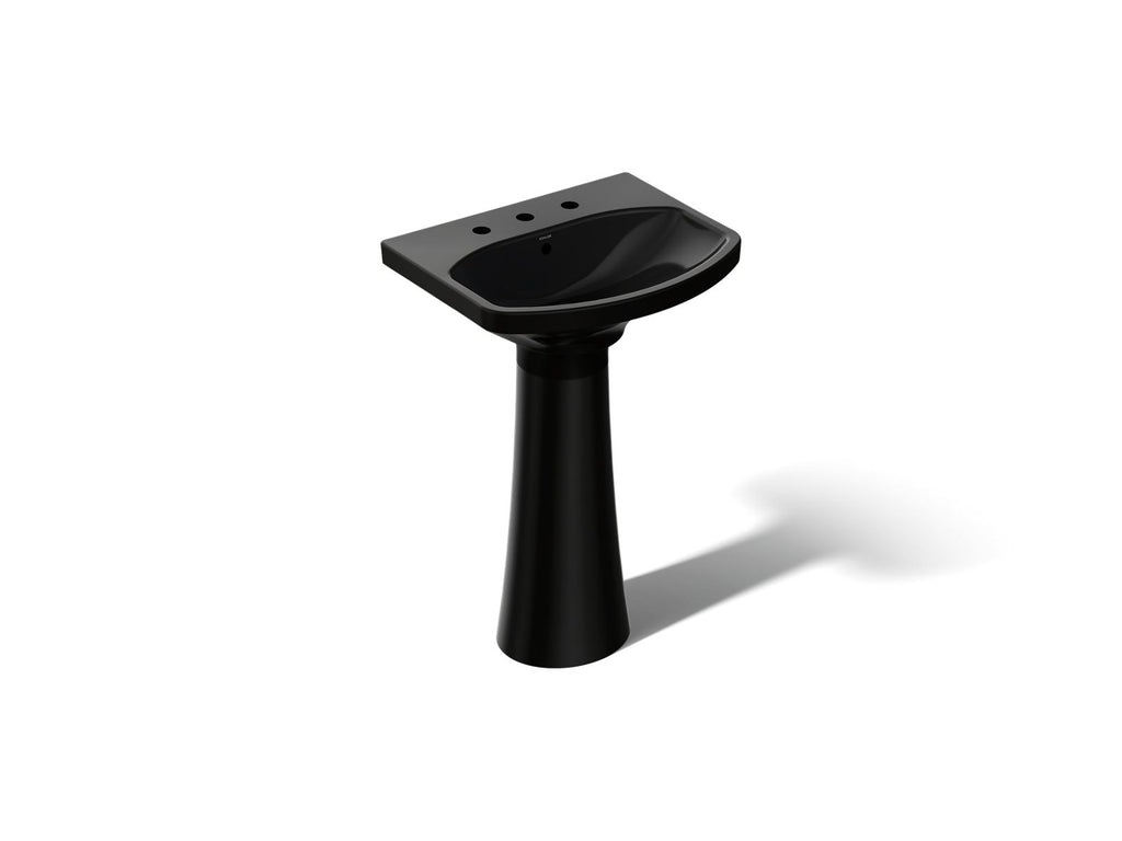 KOHLER K-2362-8-7 Cimarron 22-3/4" Rectangular Pedestal Bathroom Sink - Black Black