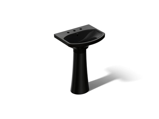 KOHLER K-2362-8-7 Cimarron 22-3/4" rectangular pedestal bathroom sink - Black Black