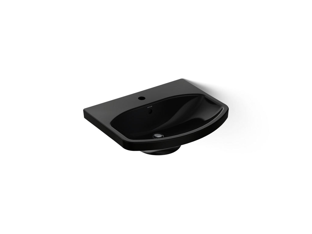 KOHLER K-2363-1-7 Cimarron 22-3/4" Rectangular Pedestal Bathroom Sink - Black Black
