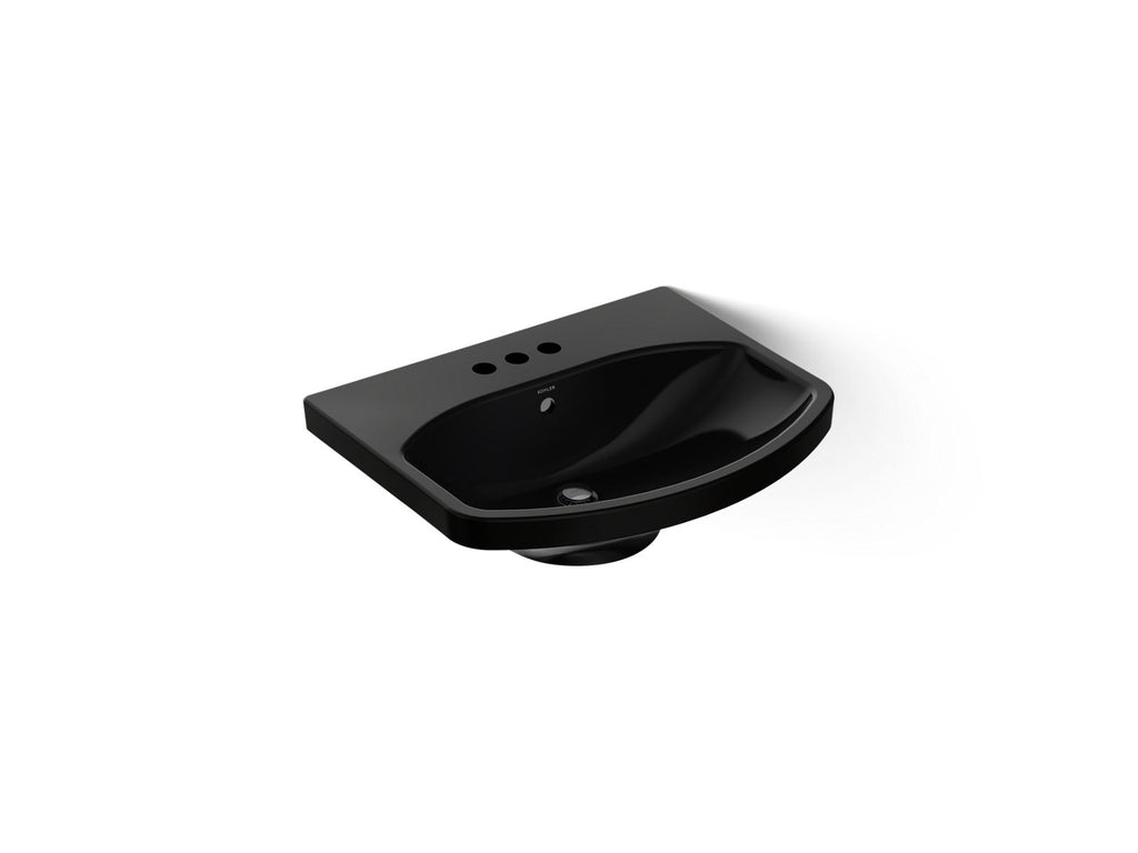 KOHLER K-2363-4-7 Cimarron 22-3/4" Rectangular Pedestal Bathroom Sink - Black Black