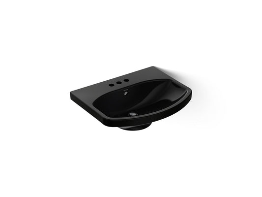 KOHLER K-2363-4-7 Cimarron 22-3/4" rectangular pedestal bathroom sink - Black Black