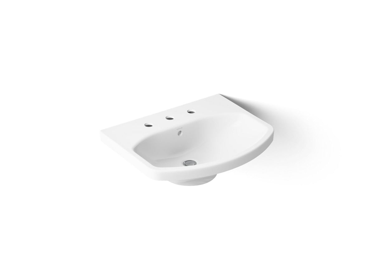 KOHLER K-2363-8-0 Cimarron 22-3/4" Rectangular Pedestal Bathroom Sink - White