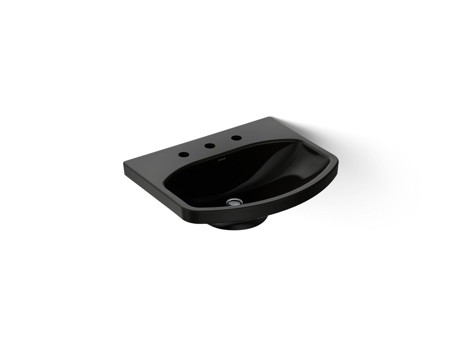 KOHLER K-2363-8-7 Cimarron 22-3/4" Rectangular Pedestal Bathroom Sink - Black Black