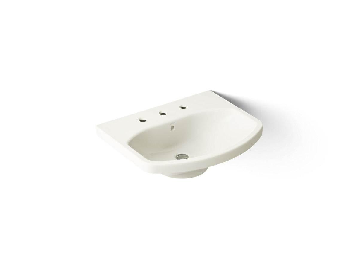 KOHLER K-2363-8-96 Cimarron 22-3/4" Rectangular Pedestal Bathroom Sink - Biscuit