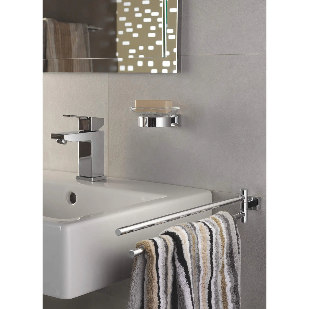 GROHE 40508001 Essentials Cube Holder For Glass, Soap Dish Or Soap Dispenser - Chrome