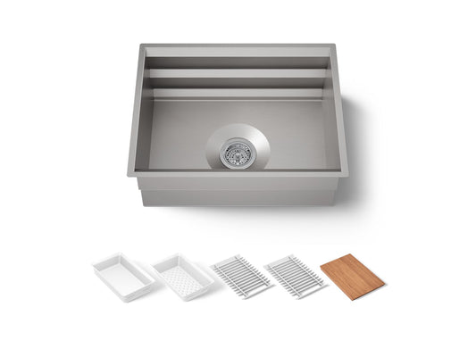 KOHLER K-23650-NA Prolific 23" undermount single-bowl workstation kitchen sink - Stainless Steel