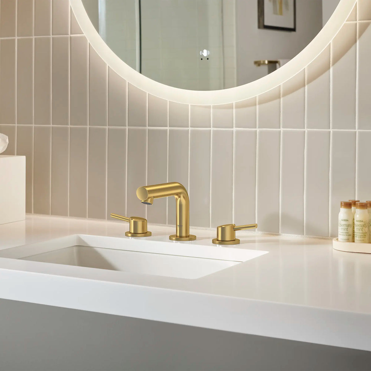 GROHE 20572GN1 Concetto 8-inch Widespread 2-Handle S-Size Bathroom Faucet, 1.2 GPM - Brushed Cool Sunrise