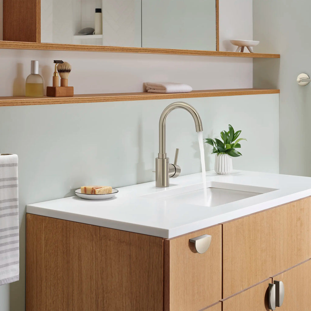 GROHE 32138EN2 Concetto Single Hole Single-Handle L-Size Bathroom Faucet, 1.2 GPM - Brushed Nickel