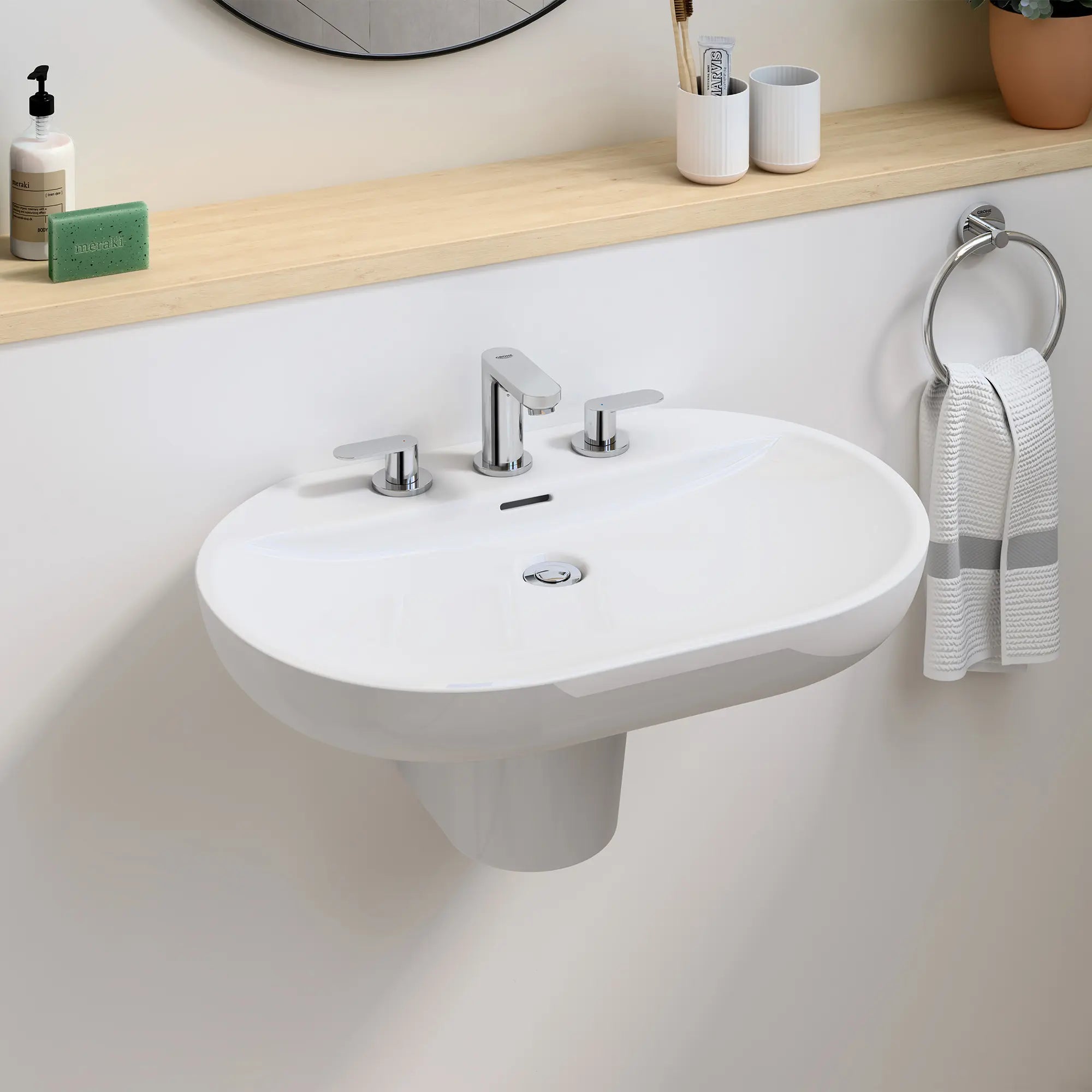 GROHE 2019900A Eurosmart Cosmopolitan 8-inch Widespread 2-Handle S-Size Bathroom Faucet, 1.2 GPM - Chrome