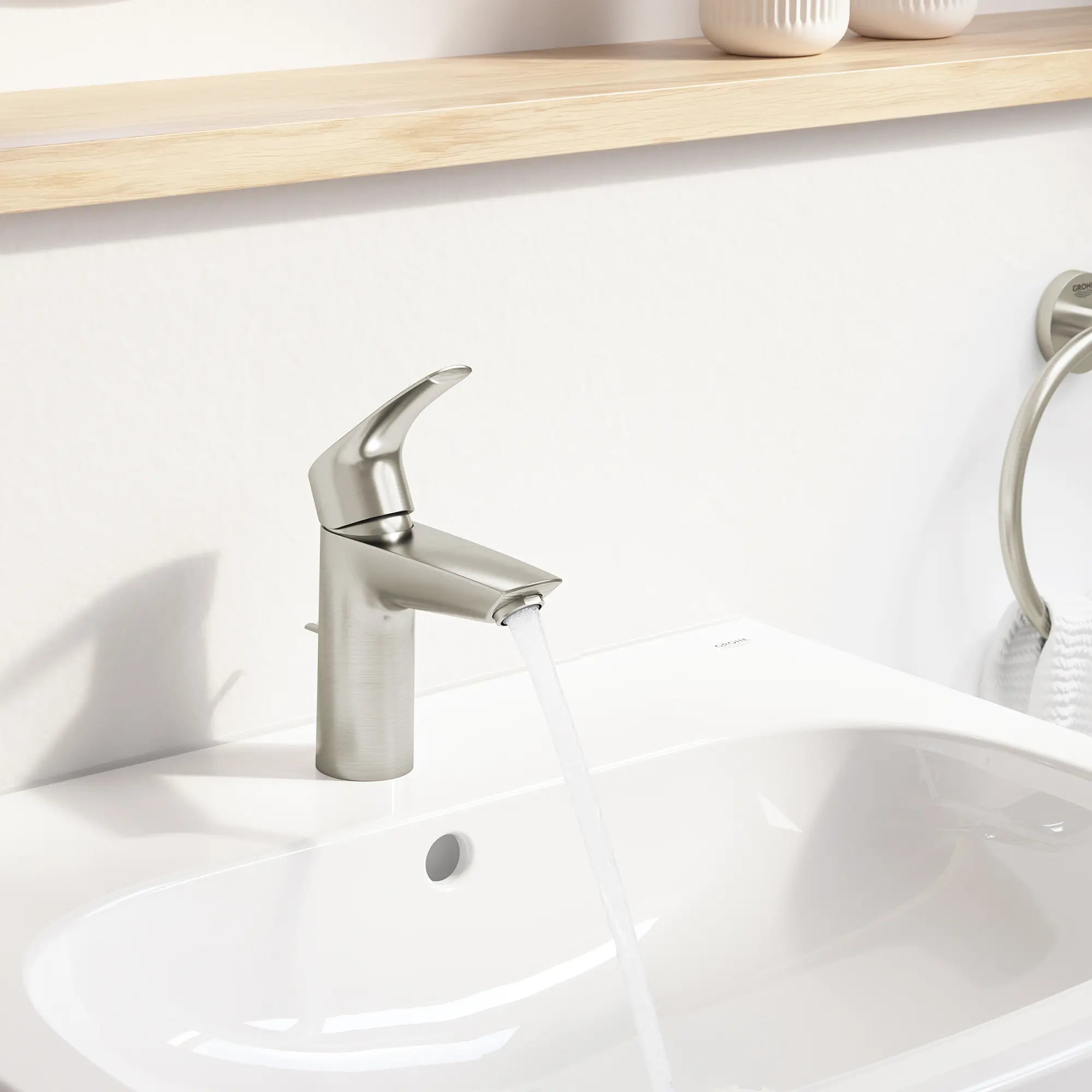 GROHE 32642EN3 Eurosmart Single Hole Single-Handle S-Size Bathroom Faucet, 1.2 GPM - Brushed Nickel