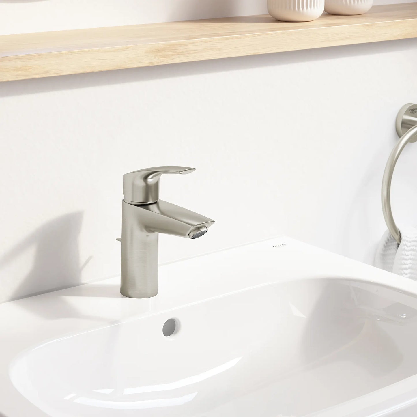 GROHE 32642EN3 Eurosmart Single Hole Single-Handle S-Size Bathroom Faucet, 1.2 GPM - Brushed Nickel