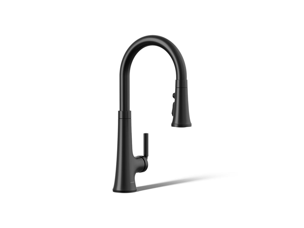 KOHLER K-23764-BL Tone Pull-Down Kitchen Sink Faucet With Three-Function Sprayhead - Matte Black