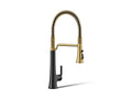 KOHLER K-23765-BMB Tone Semi-Professional Pull-Down Kitchen Sink Faucet With Three-Function Sprayhead - Matte Black With Brushed Moderne Brass