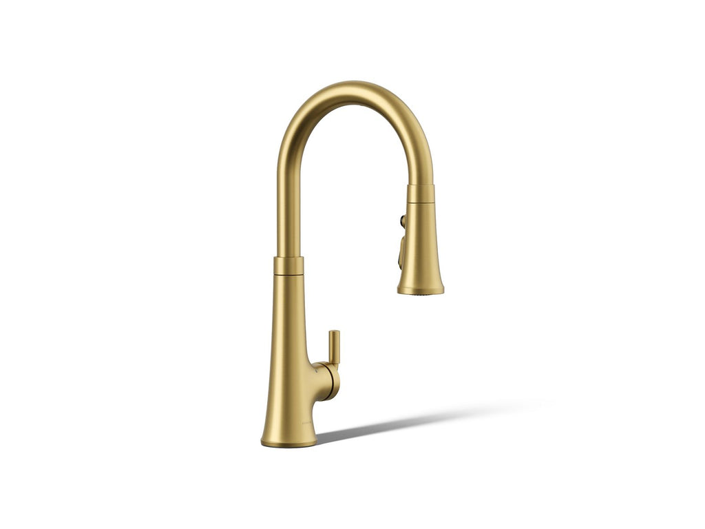 KOHLER K-23766-2MB Tone Touchless Pull-Down Kitchen Sink Faucet With Three-Function Sprayhead - Vibrant Brushed Moderne Brass