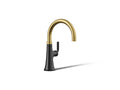 KOHLER K-23767-BMB Tone Single-Handle Bar Sink Faucet - Matte Black With Brushed Moderne Brass