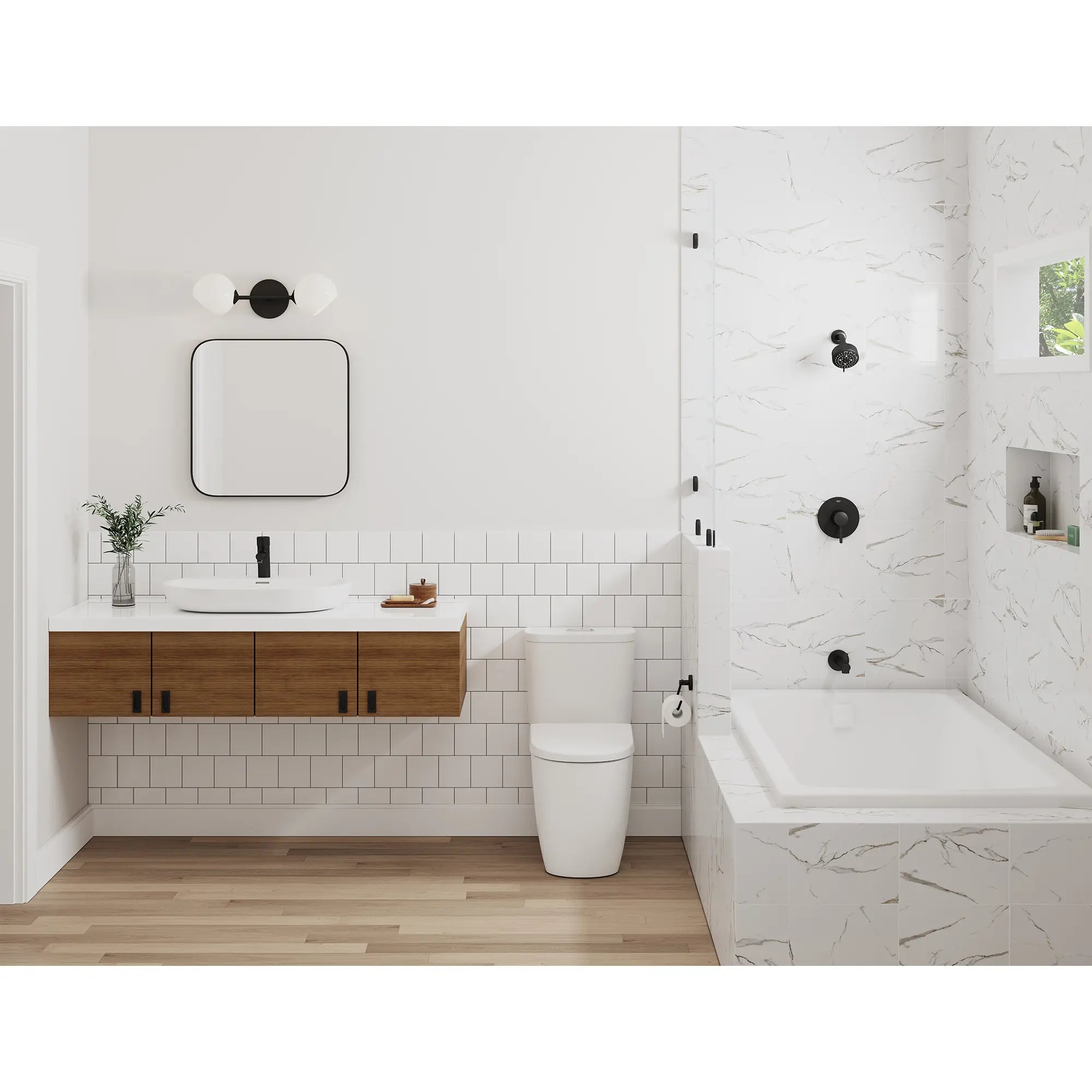 GROHE 1024982430 Concetto Pressure Balance Valve Tub/Shower Trim Kit - Matte Black