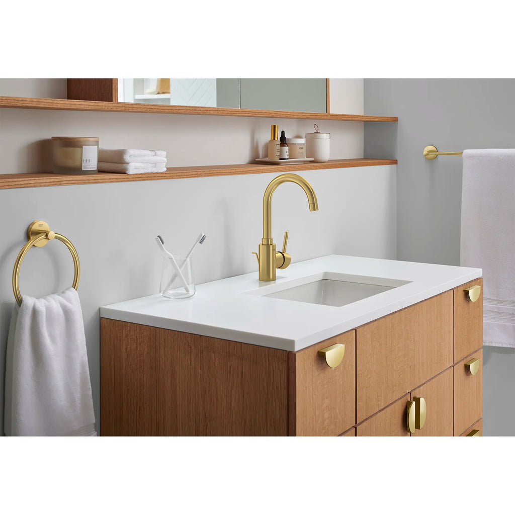GROHE 32138GN2 Concetto Single Hole Single-Handle L-Size Bathroom Faucet, 1.2 GPM - Brushed Cool Sunrise