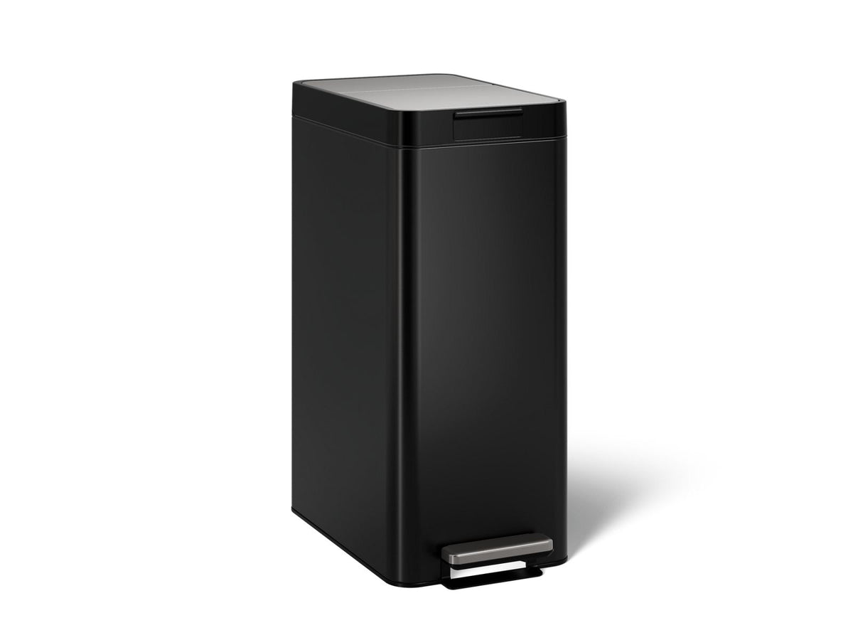 KOHLER K-23826-BST 13-Gallon Stainless Steel Slim Step Trash Can With Bifold Lid - Black Stainless