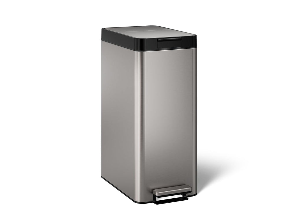 KOHLER K-23826-ST 13-Gallon Stainless Steel Slim Step Trash Can With Bifold Lid - Stainless Steel